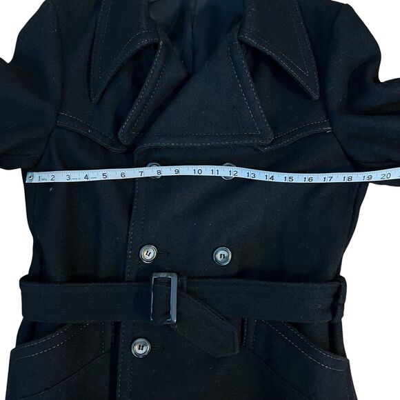 Vintage Esprit by campus Unisex black wool trench coat Lined made USA Small/38 - Picture 7 of 12